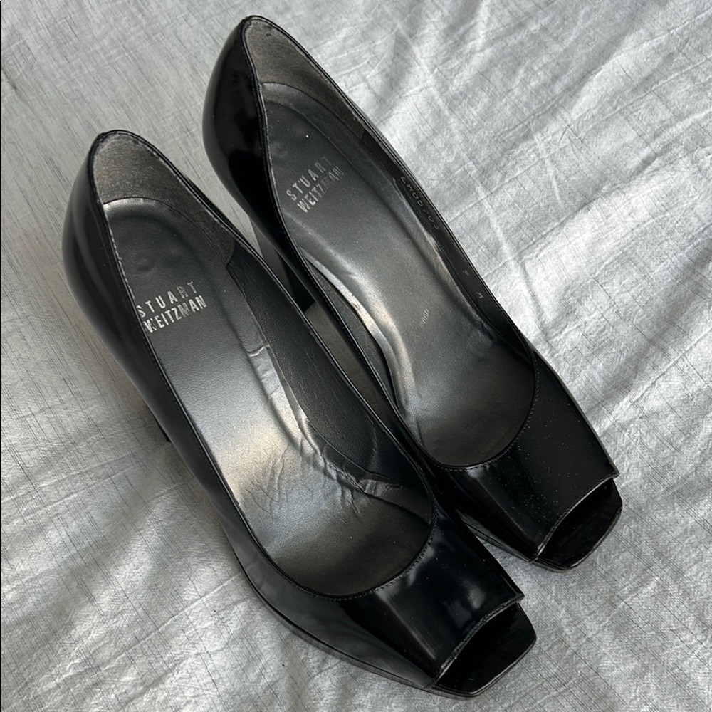 Stuart Weitzman Black Peep Toe Pumps